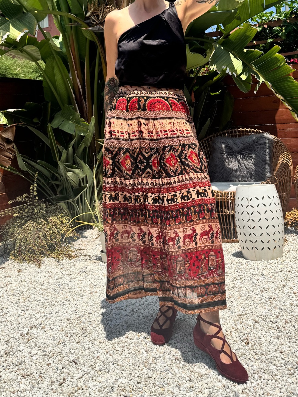 Vintage Indian cotton gauze maxi skirt